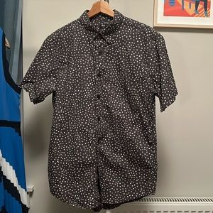 Uniqlo Button-Down Shirt, Men’s Medium, Gray with White Dot Pattern